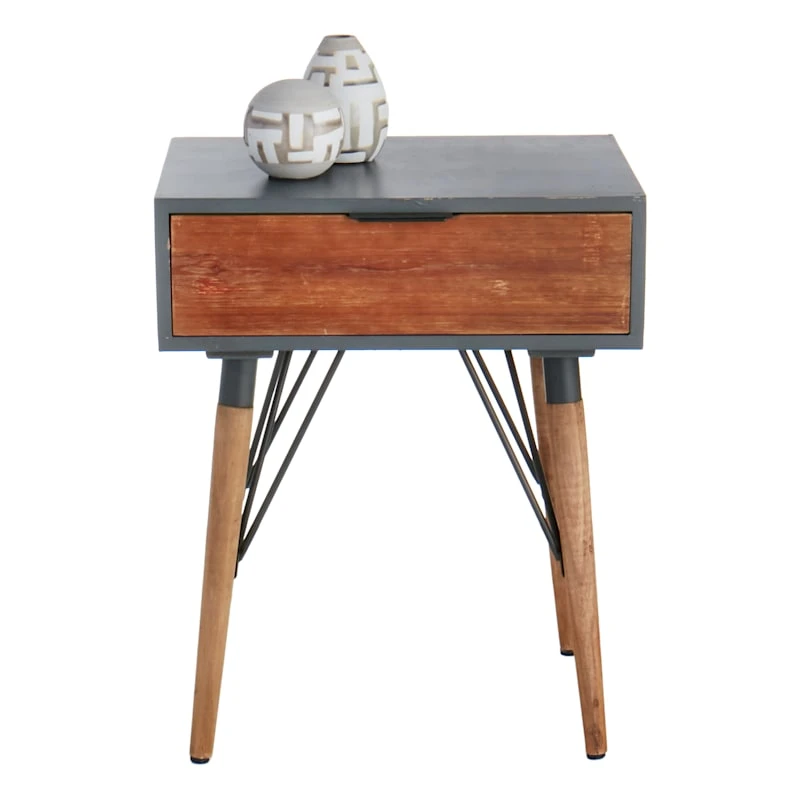 1-Drawer Wood & Metal Table - Image 2
