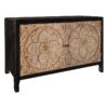 2-Door Carved Black Long Cabinet