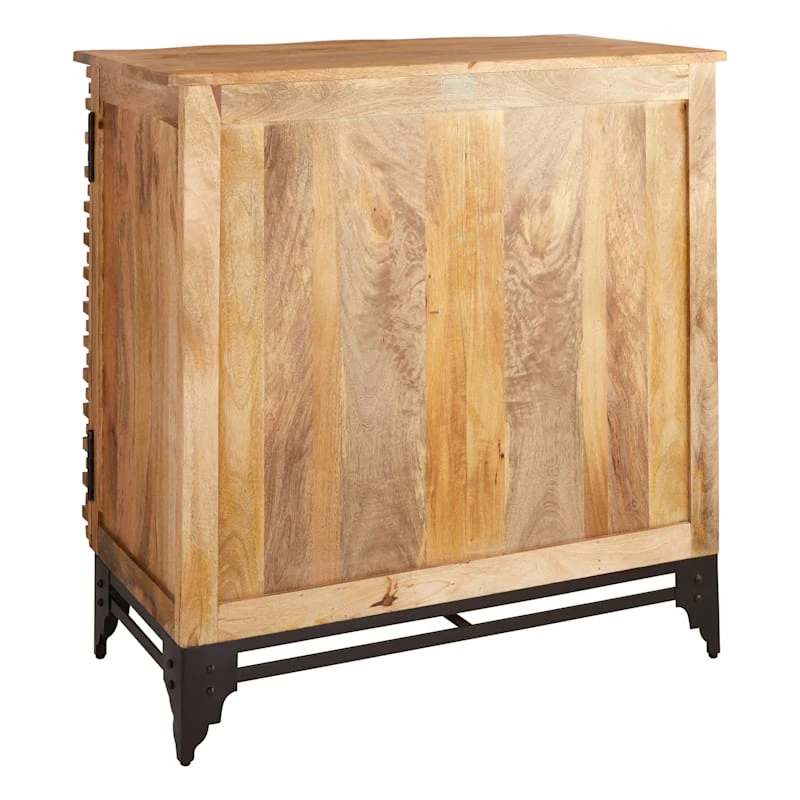 2-Door Wave Wood Carved Cabinet - Image 2