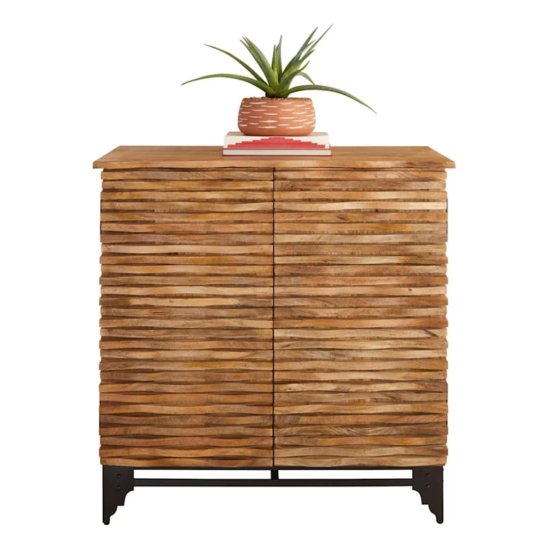 2-Door Wave Wood Carved Cabinet - Image 3