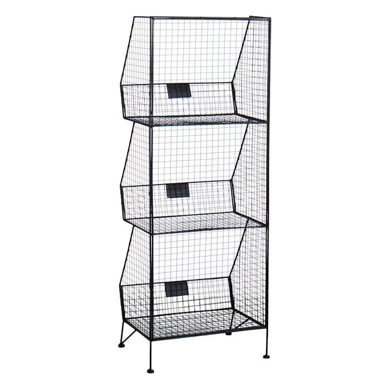 3-Tier Black Metal Mesh Shelf - Image 2