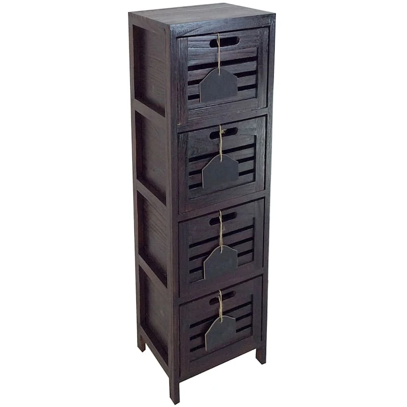 4-Drawer Grey Wooden Cabinet, Medium - Image 2