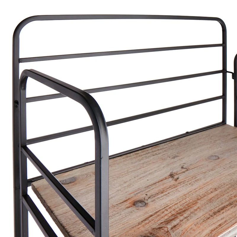 4-Tier Black Metal Baker Rack With Folding Wood Top Shelves - Image 4