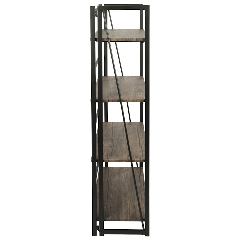 4-Tier Dakota Black & Brown Industrial Modern Bookshelf, 49" - Image 2