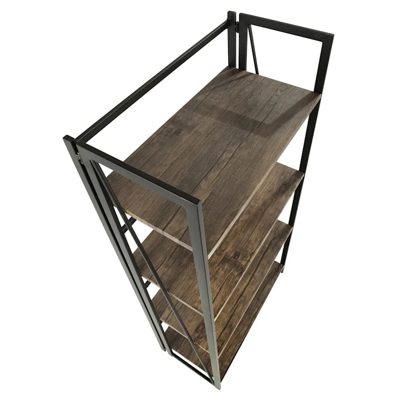 4-Tier Dakota Black & Brown Industrial Modern Bookshelf, 49" - Image 5