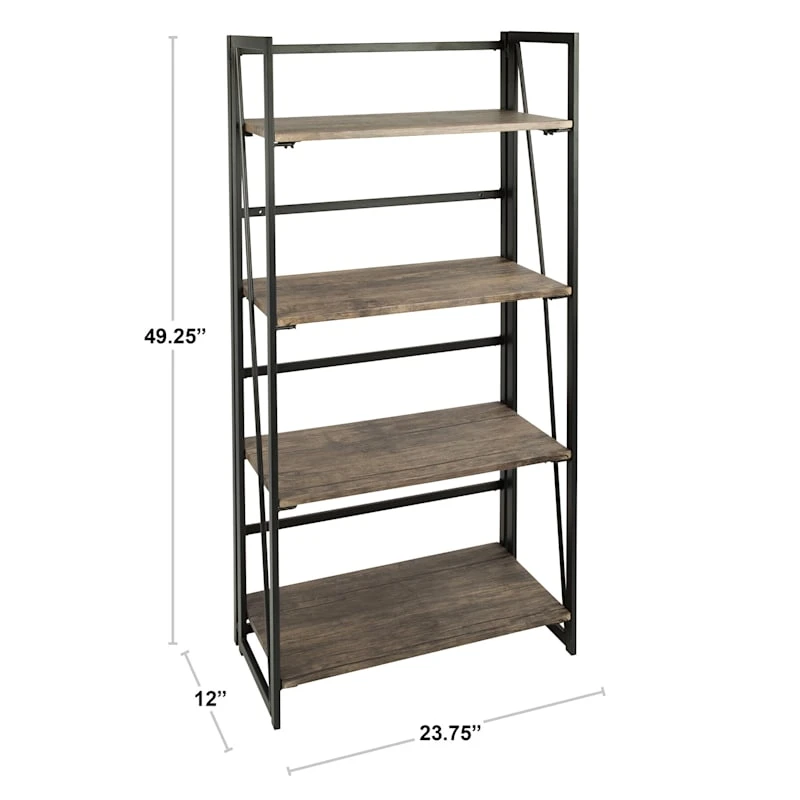 4-Tier Dakota Black & Brown Industrial Modern Bookshelf, 49" - Image 9