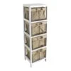 4-Tier White Wooden Shelf With Wire Baskets