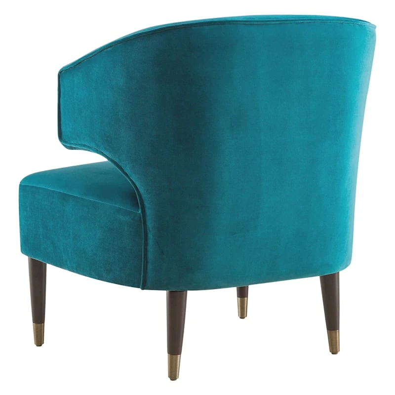Aura Green Velvet Wrap Around Armchair With Brass Capped Legs - Image 3