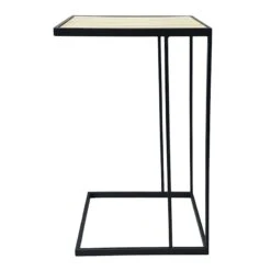 Black Metal C-Table With Light Wooden Top