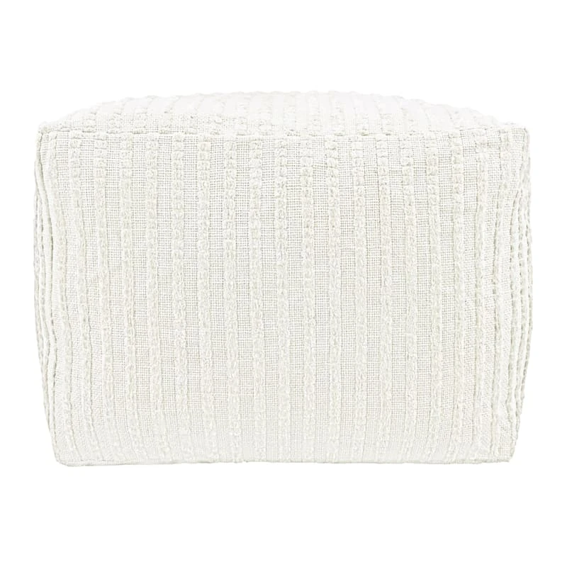 Bubble Dot Striped Pouf, Natural