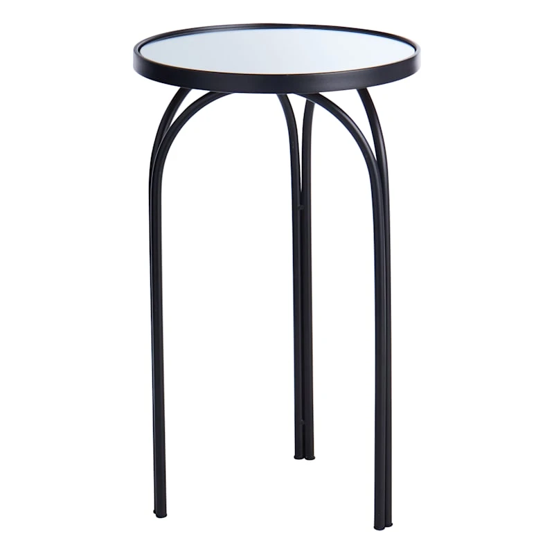 Colton Mirrored-Top Accent Table, Black