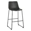 Crosby St Drake Modern Faux Leather Industrial Barstool, Dark Grey