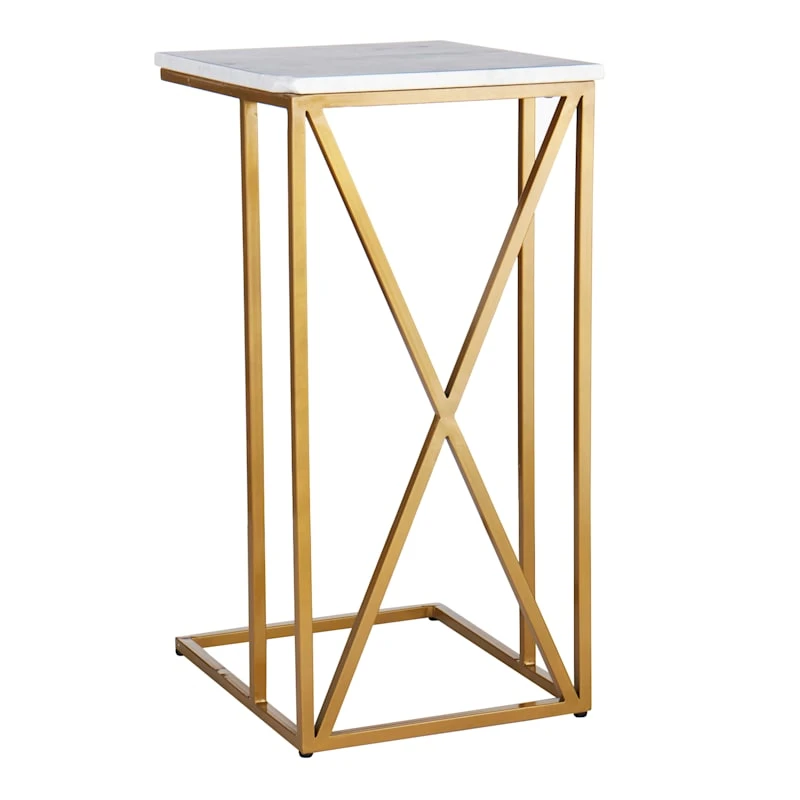 Crosby St Isabella Gold C-Table With Marble Top - Image 2