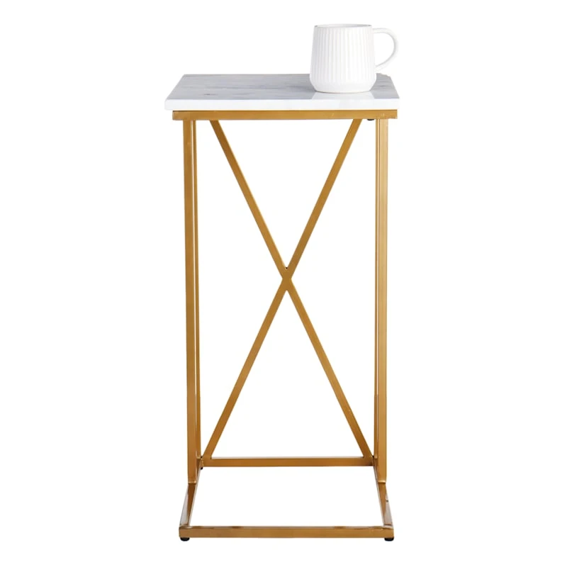 Crosby St Isabella Gold C-Table With Marble Top - Image 3