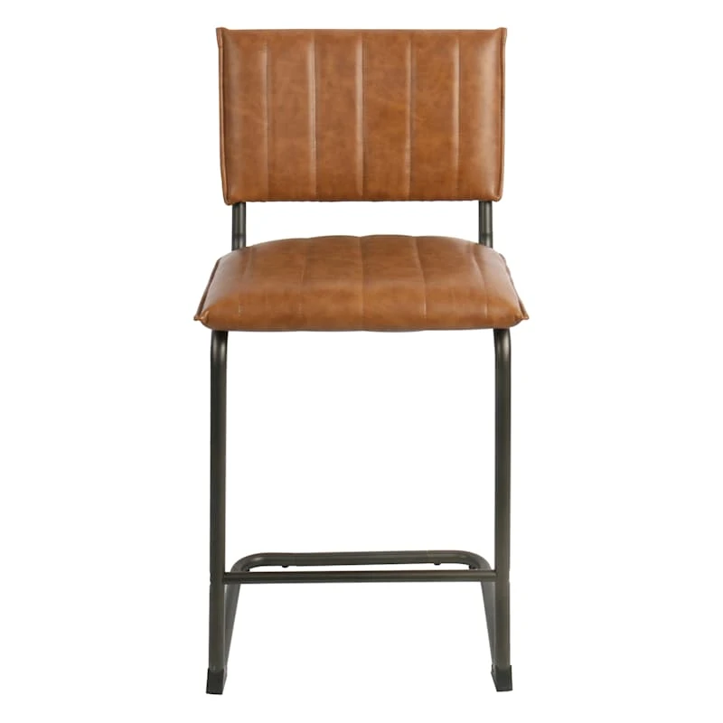 Crosby St Luka Faux Leather Counter Stool, Light Brown - Image 2