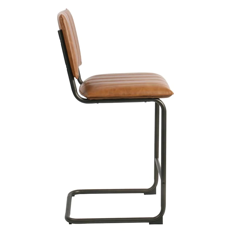 Crosby St Luka Faux Leather Counter Stool, Light Brown - Image 3