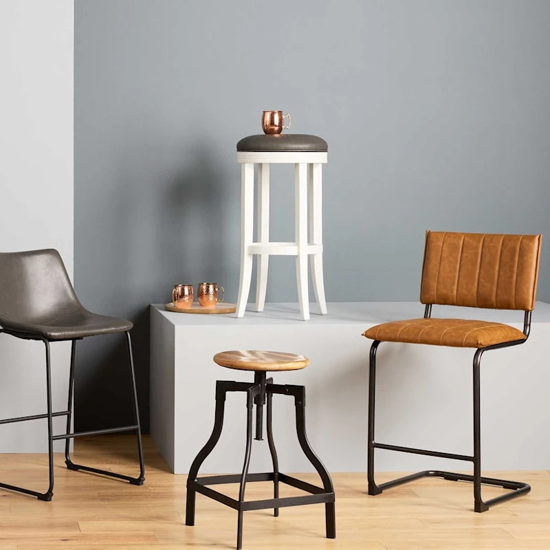 Crosby St Luka Faux Leather Counter Stool, Light Brown - Image 6