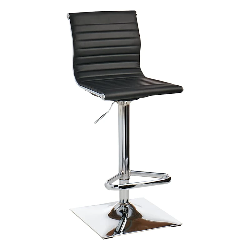 Crosby St Maxwell Adjustable Faux Leather Barstool, Black