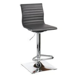 Crosby St Maxwell Adjustable Faux Leather Barstool, Grey