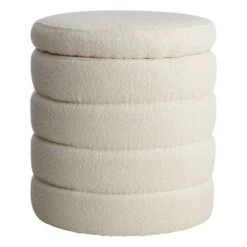 Crosby St Pax Cream Boucle Storage Ottoman