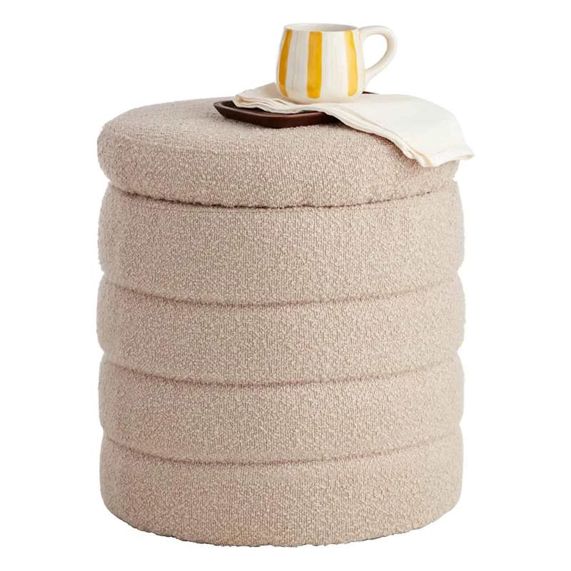 Crosby St Pax Taupe Boucle Storage Ottoman - Image 2