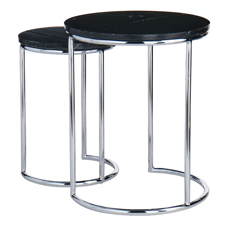 Crosby St Set Of 2 Essex Black Marble Nesting Tables - Image 2