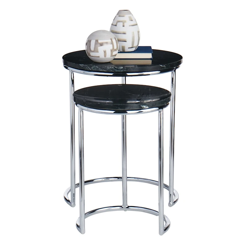Crosby St Set Of 2 Essex Black Marble Nesting Tables - Image 3