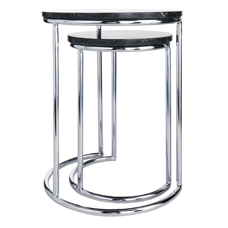 Crosby St Set Of 2 Essex Black Marble Nesting Tables - Image 4