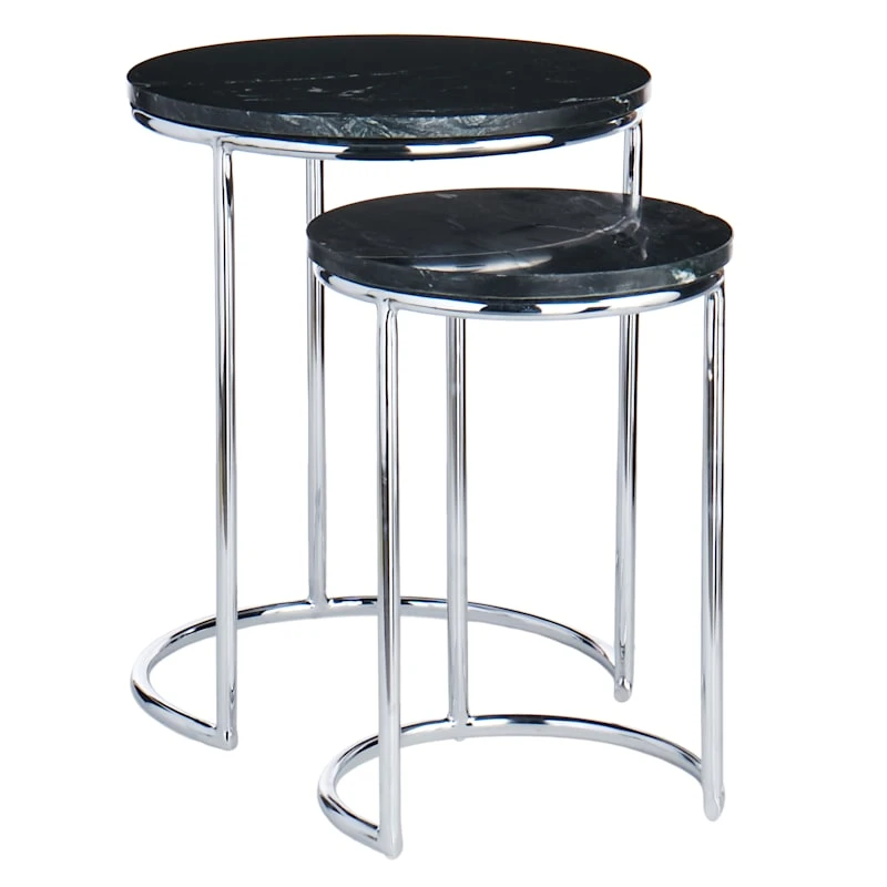 Crosby St Set Of 2 Essex Black Marble Nesting Tables