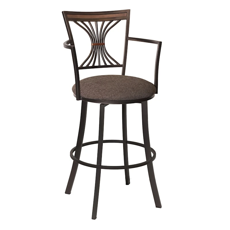 Devon Oversized Brown Barstool With Arms, 30"