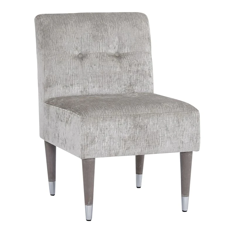 Dove Accent Chair With Silver Capped Wood Legs