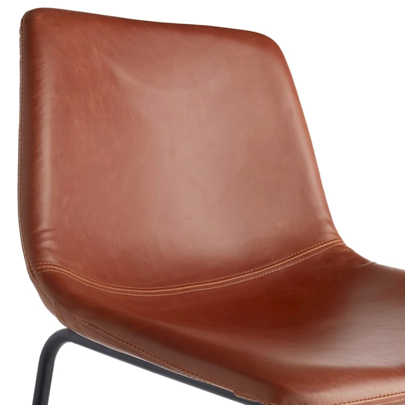 Drake Cognac Faux Leather Modern Industrial Barstool, 30" - Image 4