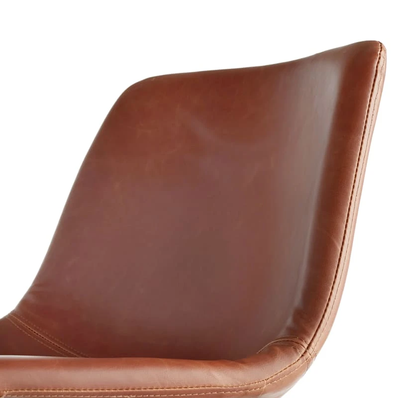 Drake Cognac Faux Leather Modern Industrial Barstool, 30" - Image 5