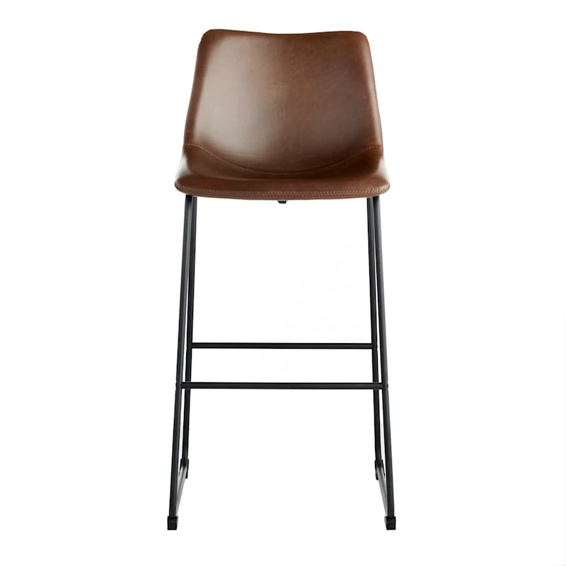 Drake Modern Faux Leather Industrial Barstool, Espresso - Image 2