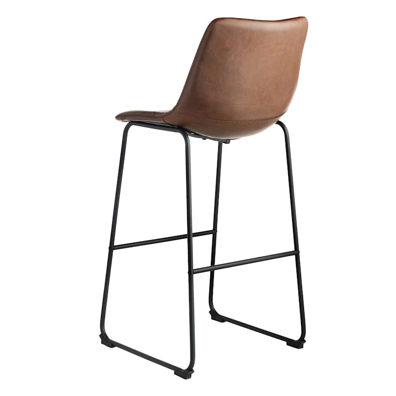 Drake Modern Faux Leather Industrial Barstool, Espresso - Image 3