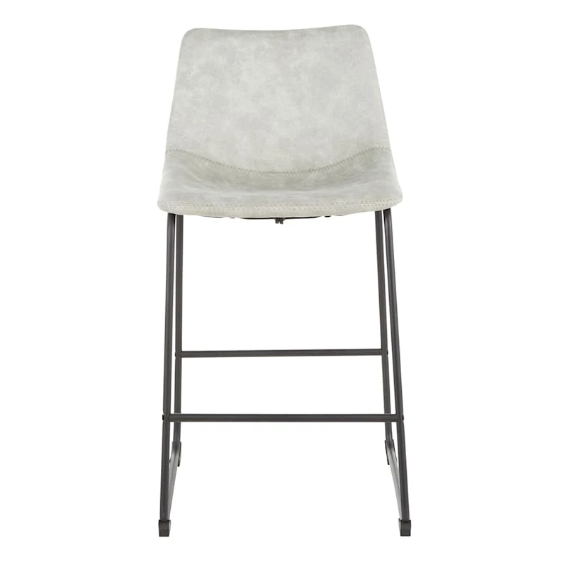 Drake Modern Faux Leather Industrial Barstool, Light Grey - Image 2