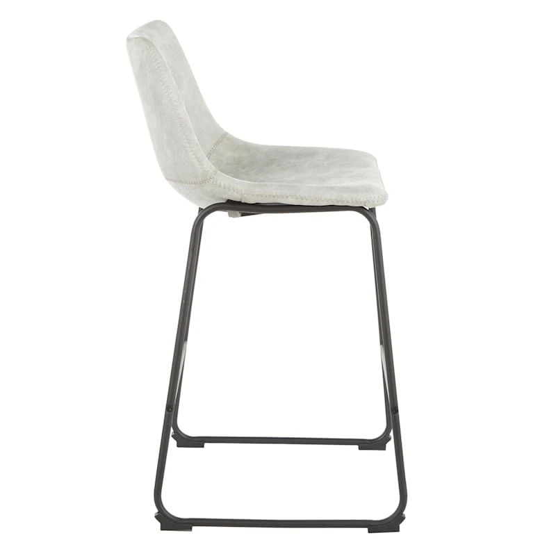Drake Modern Faux Leather Industrial Barstool, Light Grey - Image 3