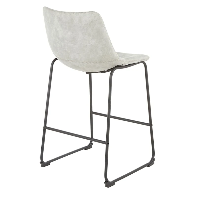 Drake Modern Faux Leather Industrial Barstool, Light Grey - Image 4
