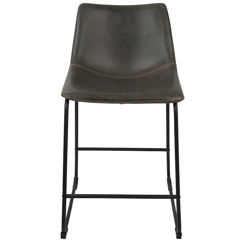 Drake Modern Industrial Faux Leather Counter Stool, Dark Grey - Image 4