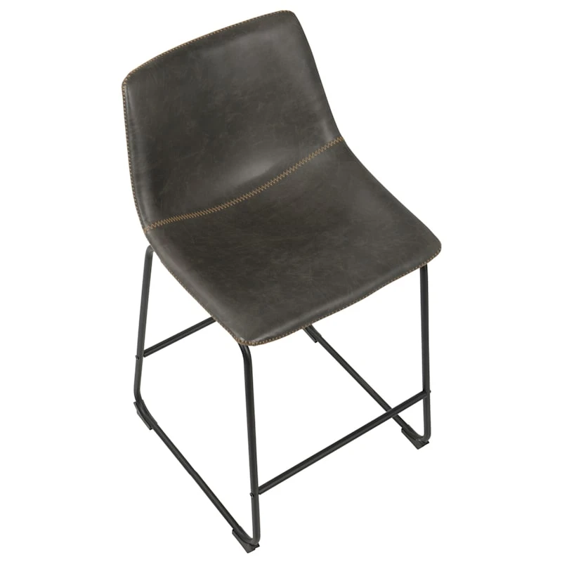 Drake Modern Industrial Faux Leather Counter Stool, Dark Grey - Image 5
