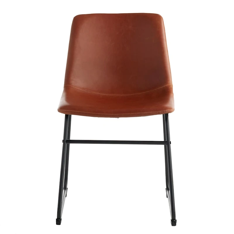 Drake Modern Industrial Faux Leather Dining Chair, Cognac - Image 2