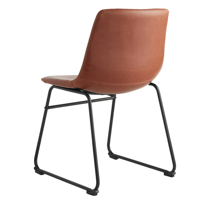 Drake Modern Industrial Faux Leather Dining Chair, Cognac - Image 3
