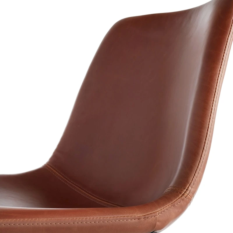 Drake Modern Industrial Faux Leather Dining Chair, Cognac - Image 4