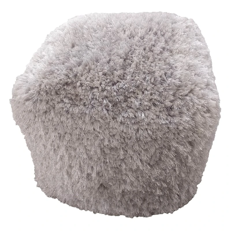 Faye Shag Pouf, Grey