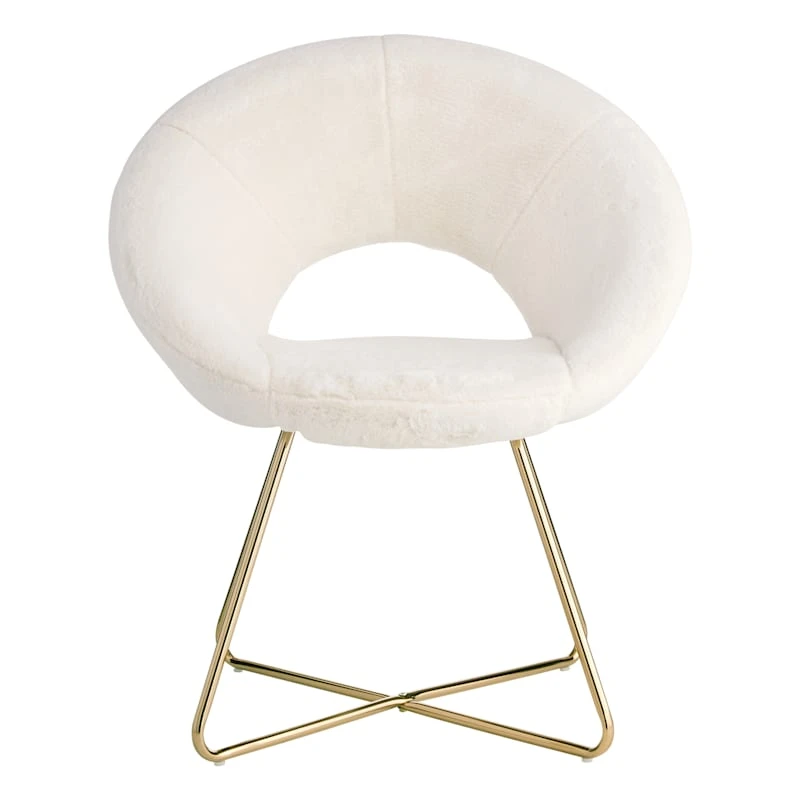 Felicity Faux Fur Accent Chair Cream - Image 3