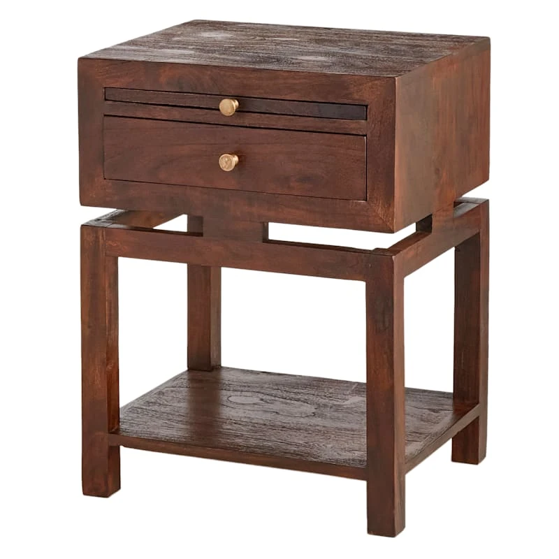 Found & Fable Maddison Chestnut Wood Side Table With Drawer - Image 3