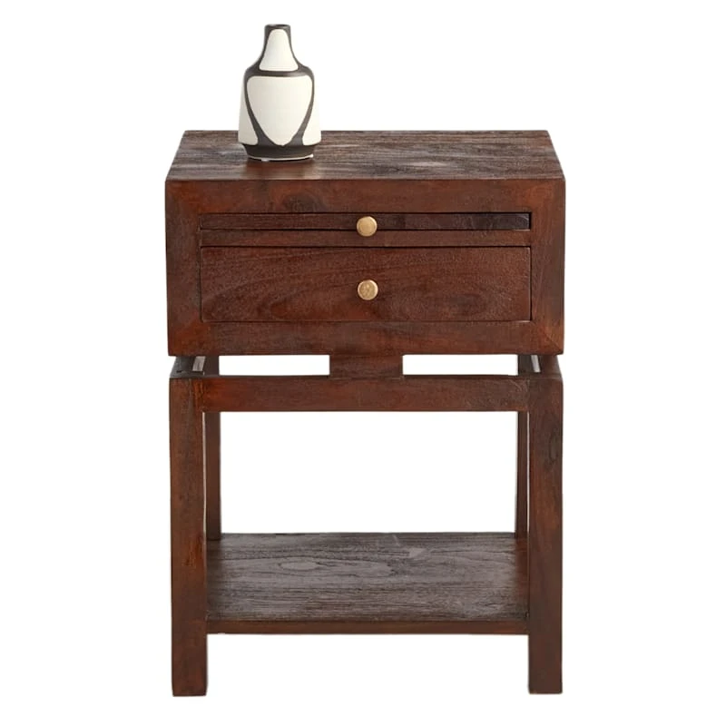 Found & Fable Maddison Chestnut Wood Side Table With Drawer - Image 4
