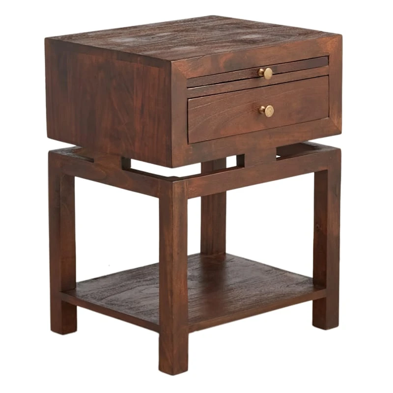 Found & Fable Maddison Chestnut Wood Side Table With Drawer