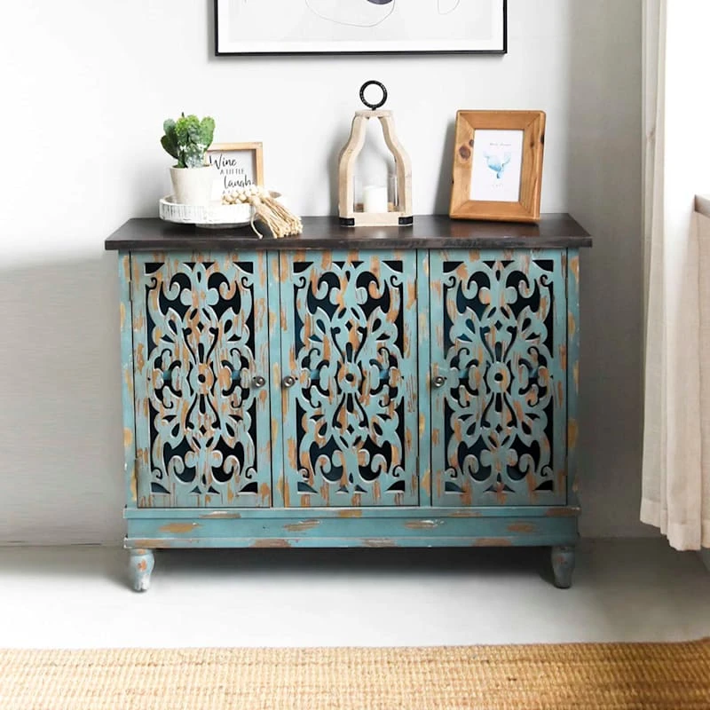 Found & Fable Northfield 3-Door Distressed Cabinet - Image 7