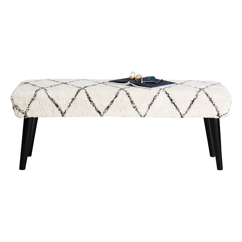 Found & Fable Zuri Cream & Black Tufted Bench - Image 2
